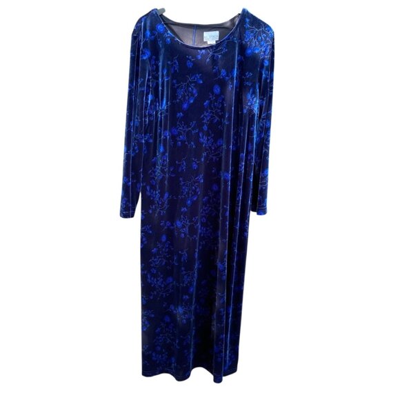 K C Spencer Women's Velvet Floral Whimsigoth Dark Fairy Dress Blue Size 18W - Picture 1 of 10